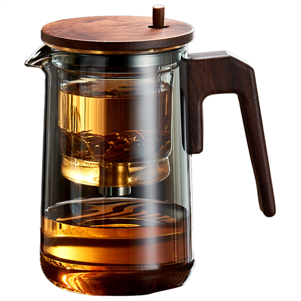 Glass Teapot With Wood Handle Heated Resistant
