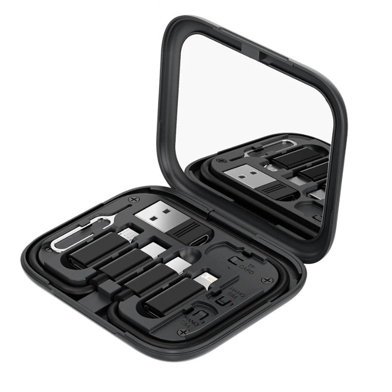 Toocki - Mobile Accessory & Emergency Cable Travel Kit with Mirror - Black
