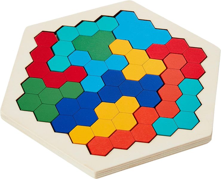3D Wooden Hexagonal Puzzle, Geometric Logic Game for All Ages