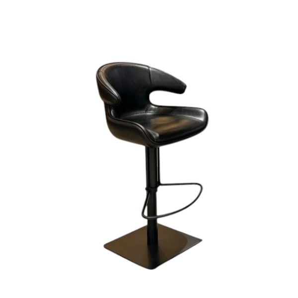 Modern Leather Bar Stool with Backrest &amp; Metal Base