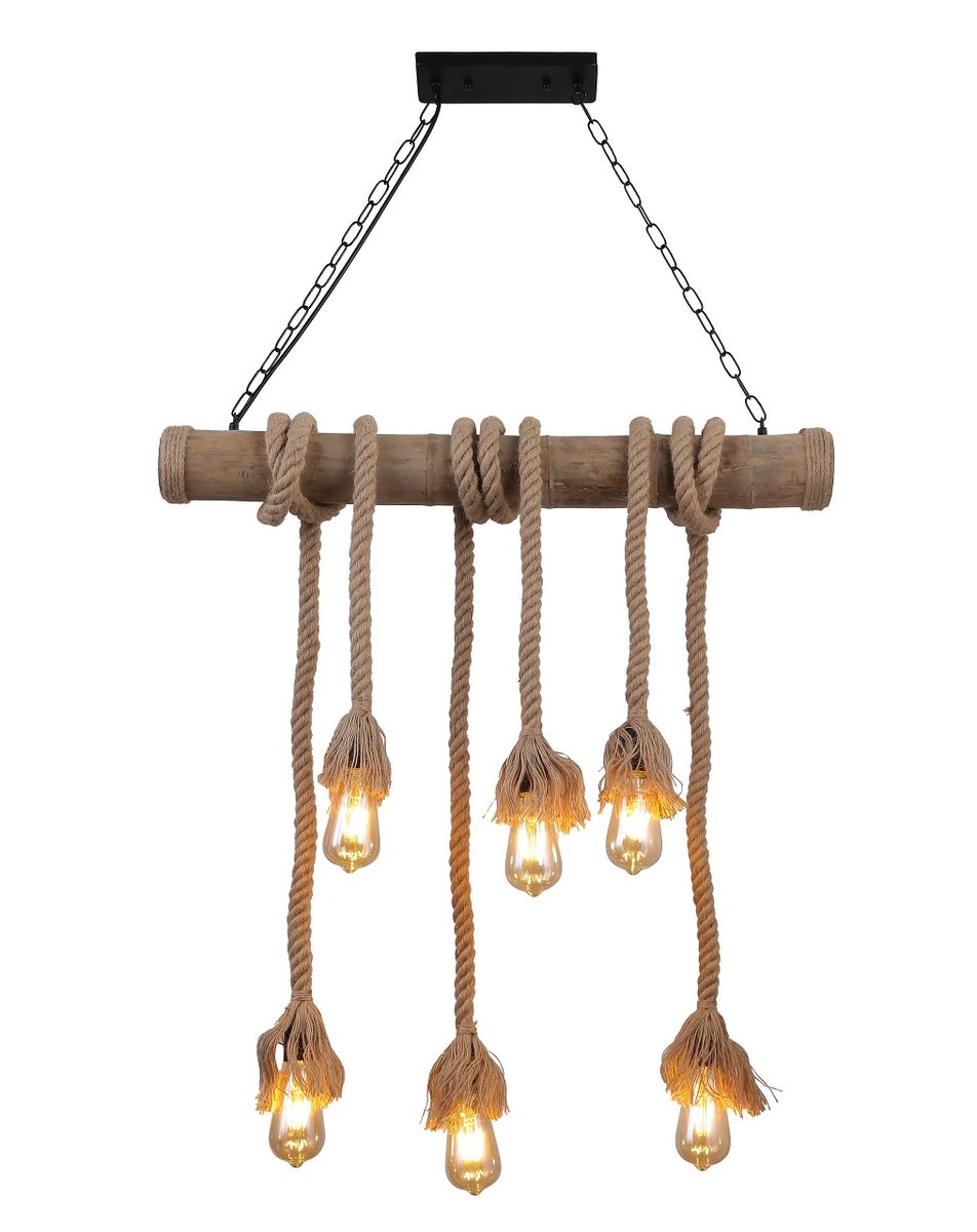 JNC-Vintage Rope Pendant Light Bamboo/6
