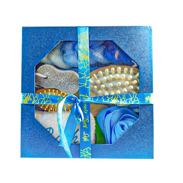 6 Pieces Bath Hamper Set- 2 Loofahs, Scrubber, 2 Brushes &amp; Pumice Stone