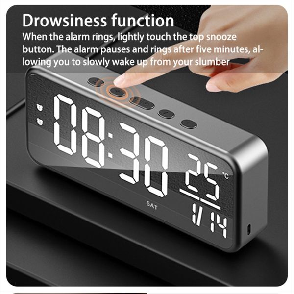 Dark Grey Smart Sound Alarm Clockwall Mounted Desk Compatible with None
