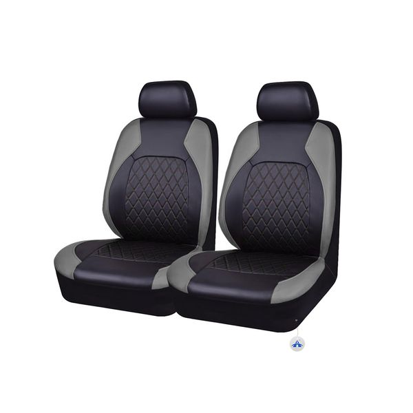 ALANES 2 Pack Universal Car Front Seat Cover Set PU Car Seat Covers