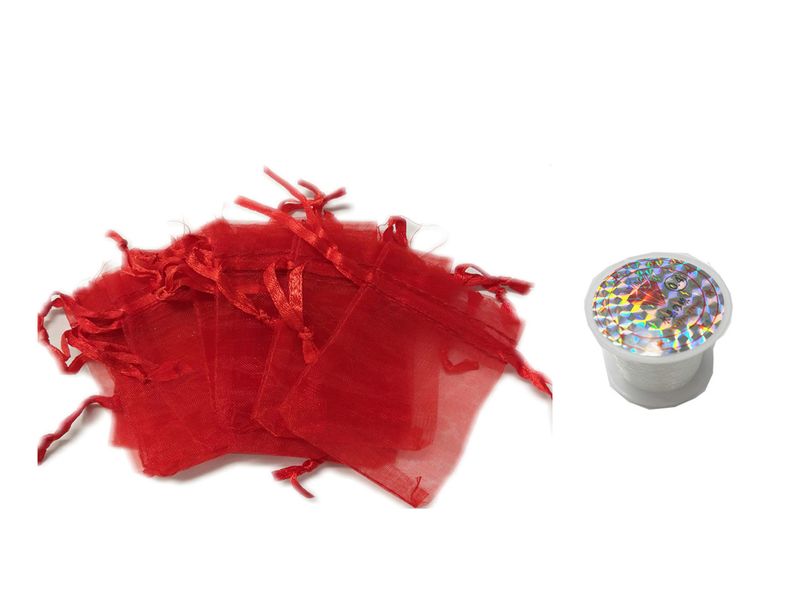 BEAD COOL - Bulk Bag - 8 x10 Red - 100 pcs organza and Gut
