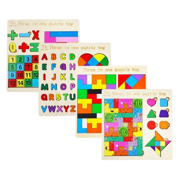 Yas-3-in-1 Early Education Wooden Puzzle Game