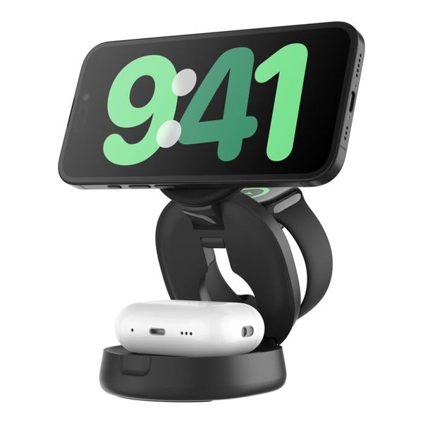 Belkin3-in-1 Qi2 charger,MagSafewireless charging station - Black
