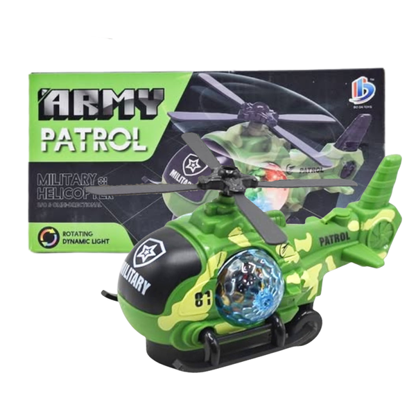 Army Patrol Military Combat Helicopter Toy - LED Lights &amp; Sound Effects