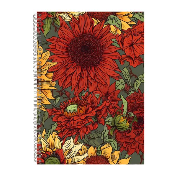 Red Carnations And Yellow Sunflowers Notebook Gift Idea Notepad Pad 114