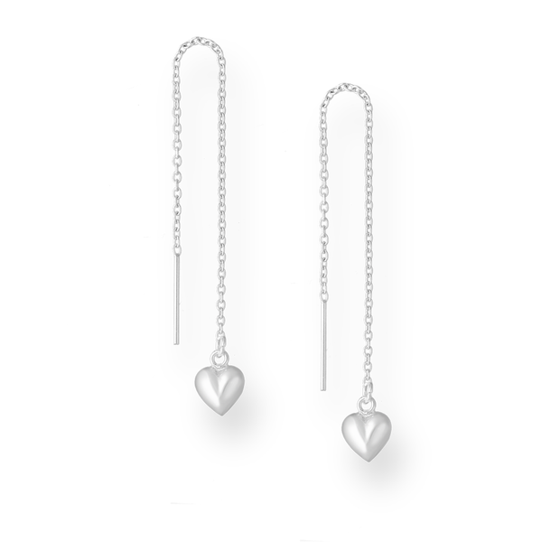 Heart Threader Earrings Sterling Silver