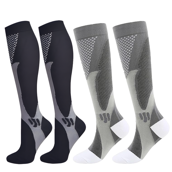 2 Pairs Sport Jogging Stockings Long Compression Sock Calf Support Running