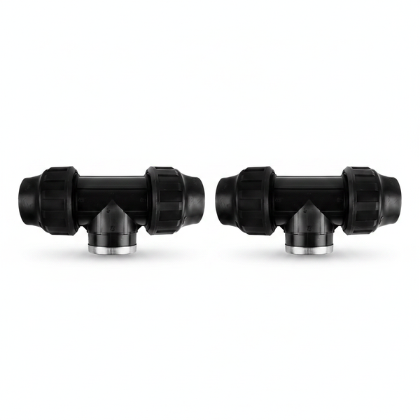 Female Tee Compression Connector for Agricultural Irrigation - 2 Pack