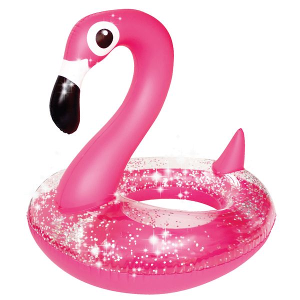 Splash Buddies Inflatable Glitter Flamingo Pool Float Ring