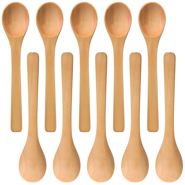 30 Pieces Mini Wooden Condiments Spoons Honey Teaspoon Wood Brown