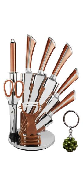 Stainless Steel Totally Home Chopping Knife 9-Piece Set with Keyholder
