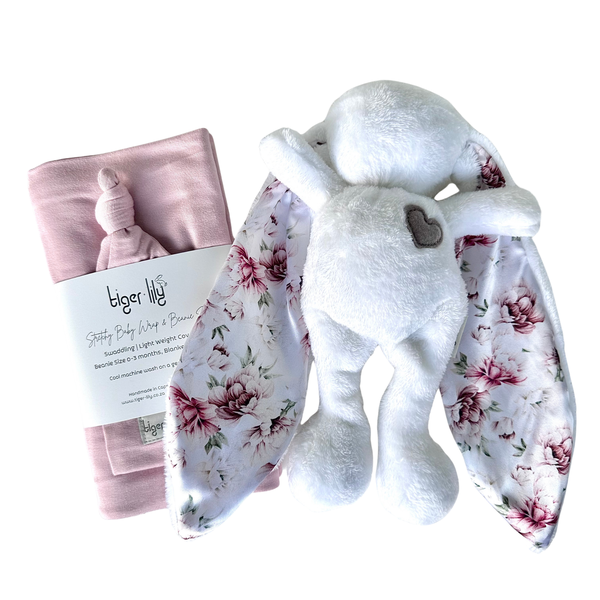 Tiger Lily - Swaddle Blanket &amp; Beanie Set with Cuddle Bunny