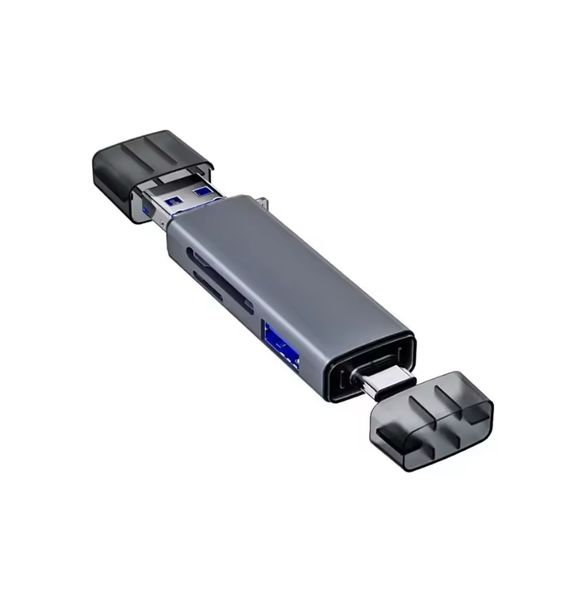 6-in-1 Multi-Functional Card Reader for Type-C, Micro, USB Devices