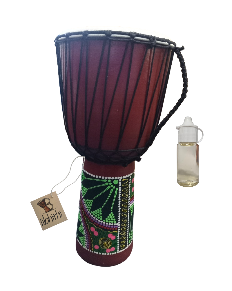 iibhithi Djembe Drum Hand Painted With Treatment Oil - 50cm