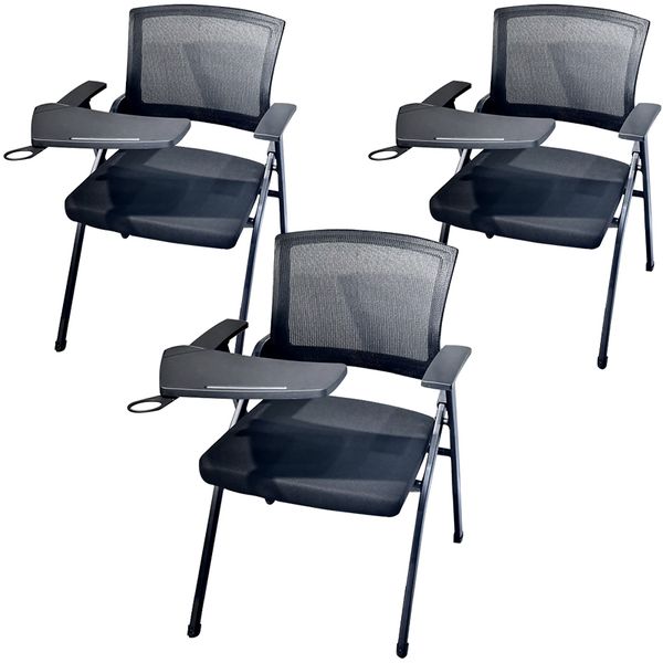 Foldable Office Chair Set of 3 Computer Chair Task Chair with Side Table