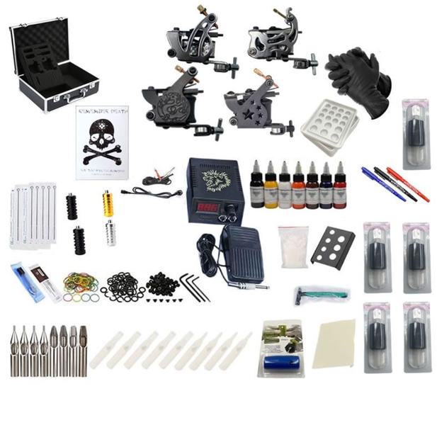 Professional 4 Machine Tattoo kit With Aluminum Case