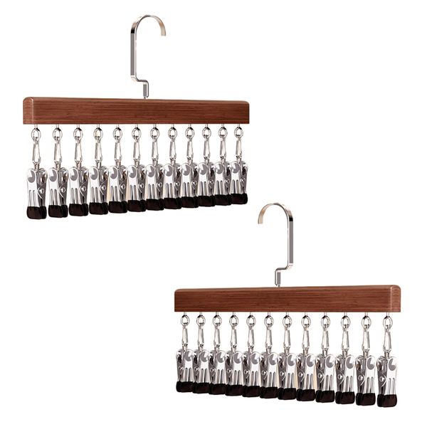 2 Pieces Hanging Rack Clothes Hanger, Clips Holds 20 Leggings Trousers