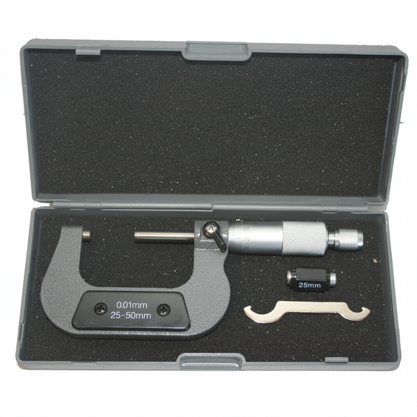 Precision Micrometer 0-25 mm with Case - 0.001 mm Resolution