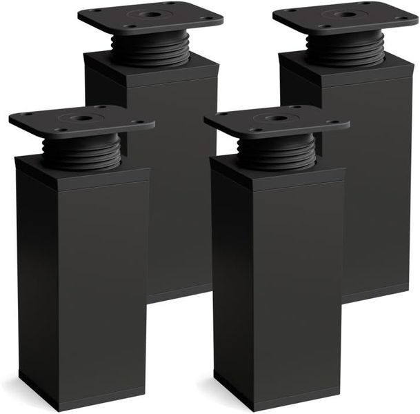 Furniture Leg Set - 4 Pieces - 100mm High - Adjustable - Matte Black