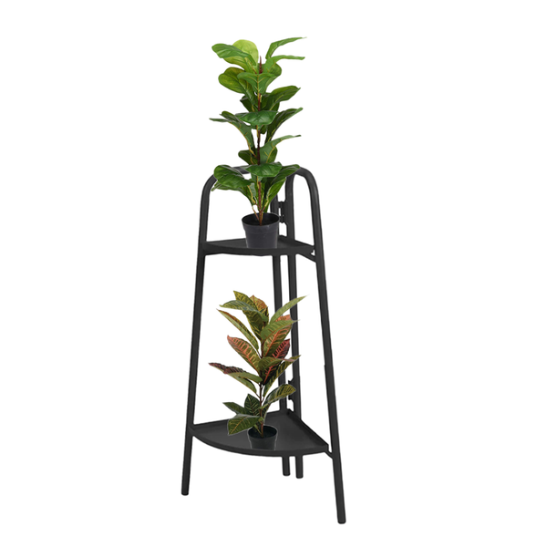 Home Decor Set with Metal Shelf Rack and Artificial Plants - 2 Styles