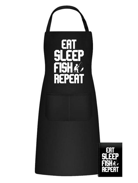 Fishing Camping Fun Kitchen Braai Apron - Eat Sleep Fish Repeat