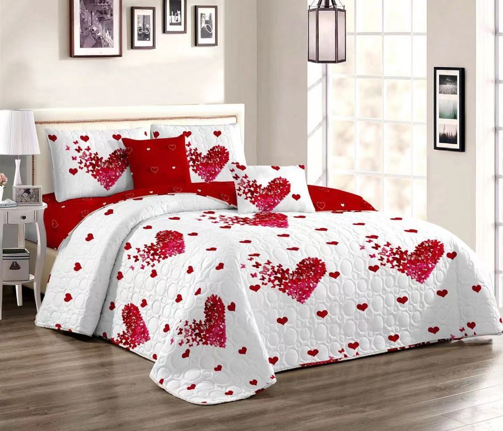 5pc Heart Red Quilted Bedspread Set Shop Today. Get it Tomorrow