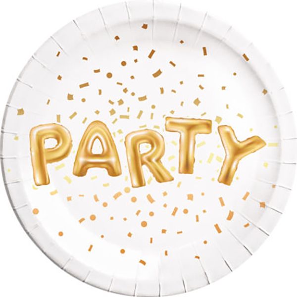 Gold Party Paper Plates Large 23Cm