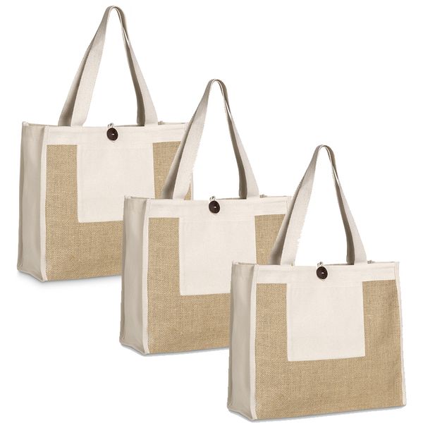 Love &amp; Sparkles 3 Pack Blank Cotton Jute Eco Totes