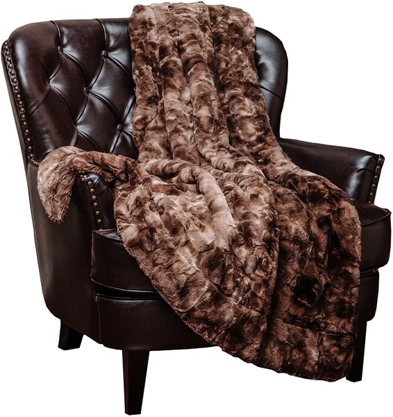 Wonder Trend Faux Fur Luxury Mink Thermal Heat Blanket Throw Chocolate