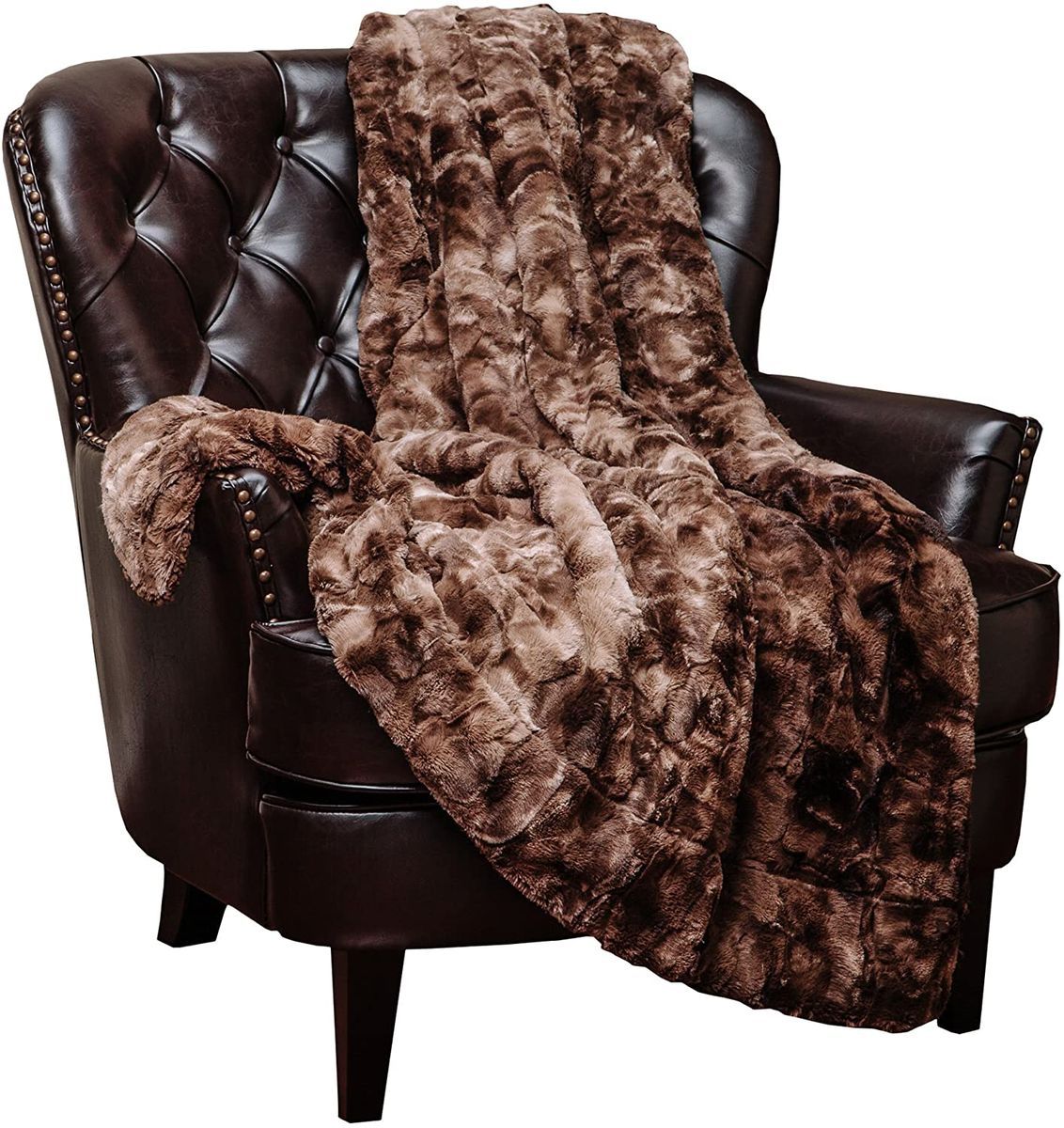 Wonder Trend Faux Fur Luxury Mink Thermal Heat Blanket Throw Chocolate