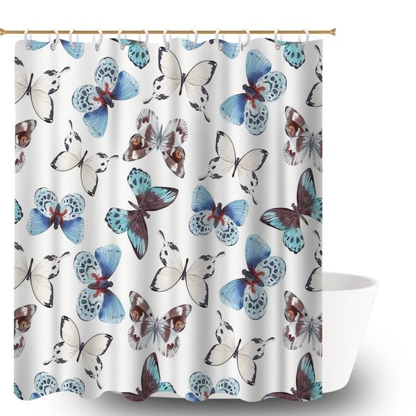 Flying Butterflies Bath Curtain, 180x180cm Quick Drying Shower Curtain.