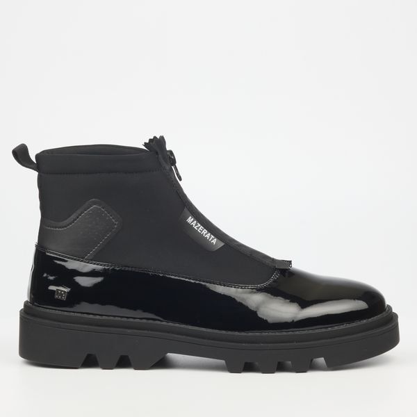 Mazerata Vinchey 9 Black Men Faux Patent Ankle Boots
