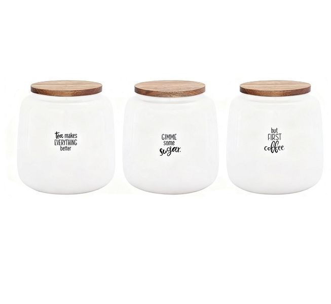 Elegant Ceramic Kitchen Storage Canisters - Set of 3