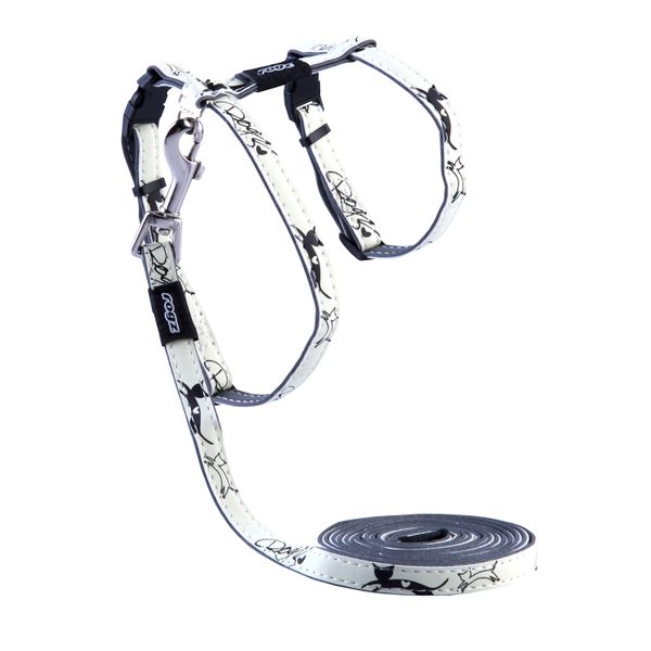Rogz - 11mm GlowCat Cat Lead/H-Harness - Black Cat