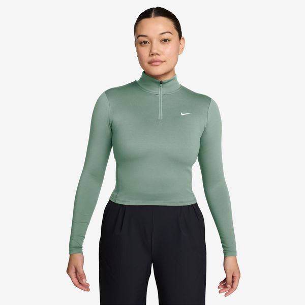 Nike Women's One Fitted Dri-FIT 1/4-Zip Mid Layer - Steam/White