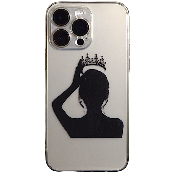 Girl with Crown on - Clear - Phone Case with Camera - Iphone 15 Pro Max