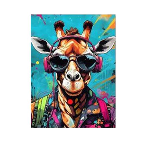 Music Giraffe - Framed Canvas Wall Art