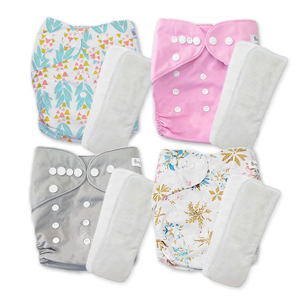 BiddyKins - Cloth Nappy Bundle - 4 Girly/Pink Pocket Nappies