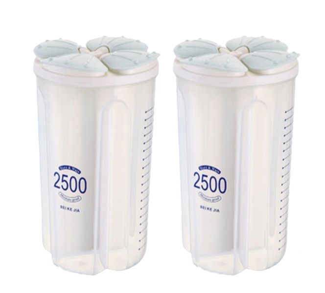 2.5L BPA Free Food Storage Container Storage Jar with Dividers, Set of 2