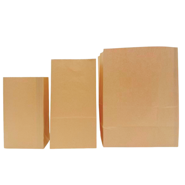 Kraft Paper Bags Food Storage Bag Flat Bottom Mixed Size Pack Brown
