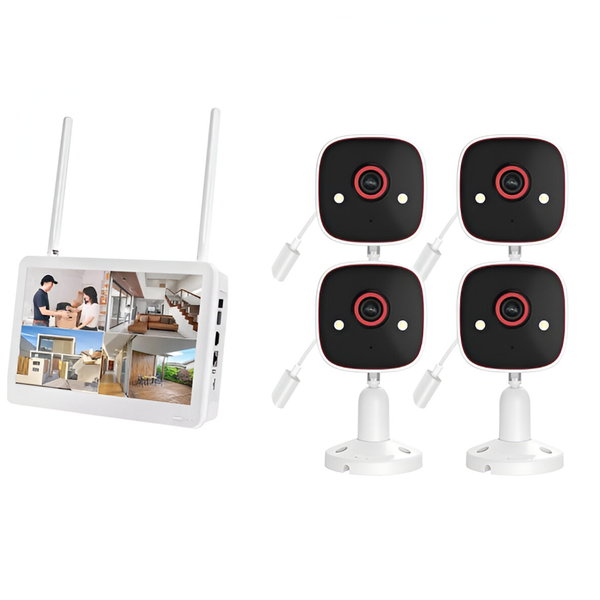 4 Camera Security System - With Screen, Plug &amp; Play