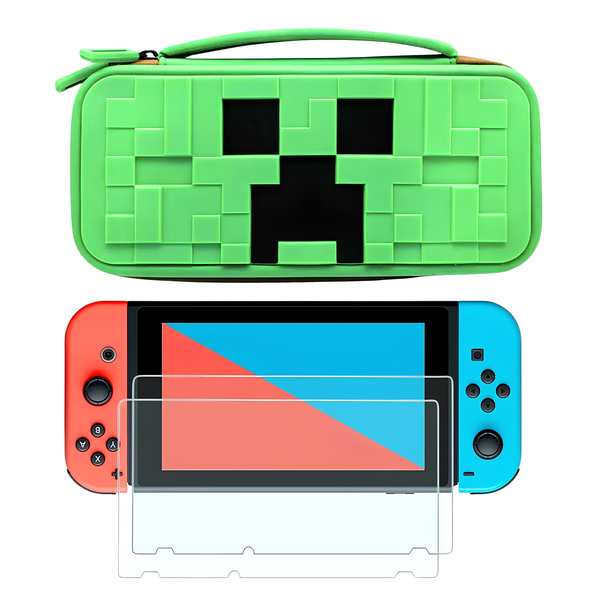 Gamer Guard Switch Case + 2 Screen Protectors | Block-Style Design