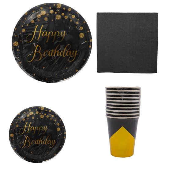 Party Table Decoration - Black/Gold Set - 50 Pieces