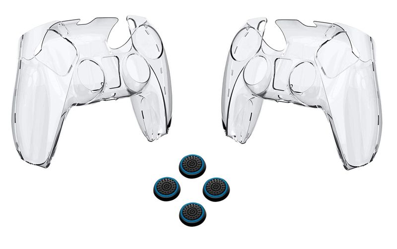 LC TECH 2 Clear Protector Cover for PS5 Wireless Controller. 4 Thumb Grip