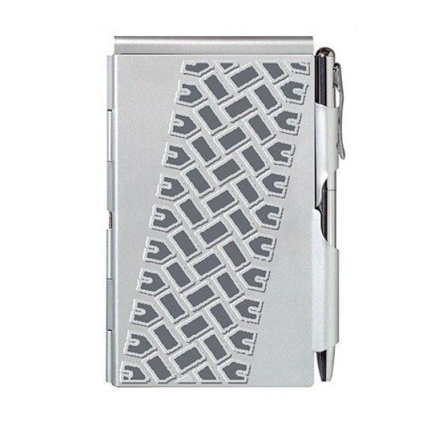 Troika Metal Case For Cards/Cash With Notepad &amp; Pen: Flip Notes Tyre Track