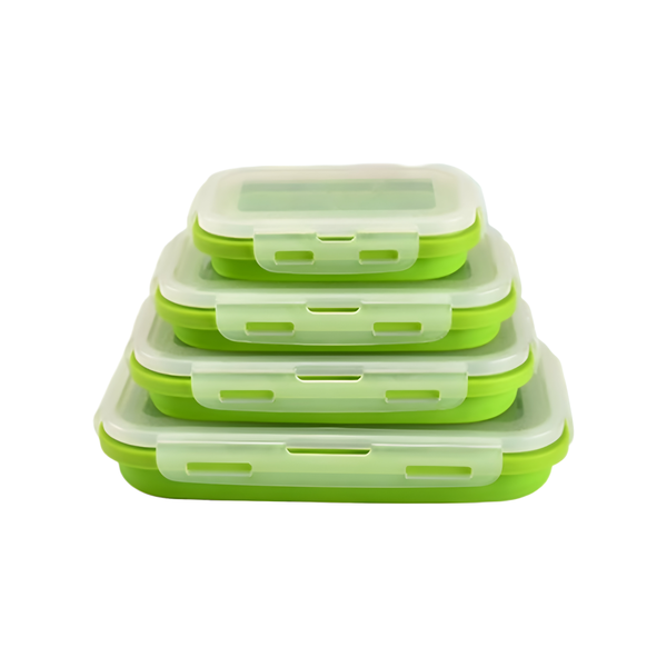 4-Pack Collapsible Lunch Box - Silicone, Leak-Proof Design